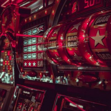 A close-up of slot machines in a casino