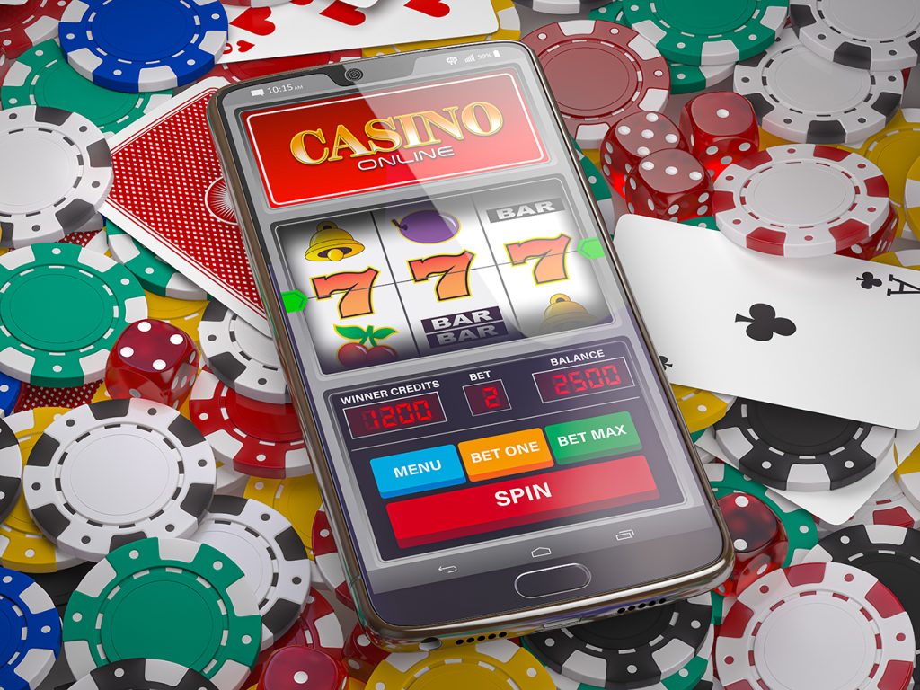 Slot machine on mobile screen
